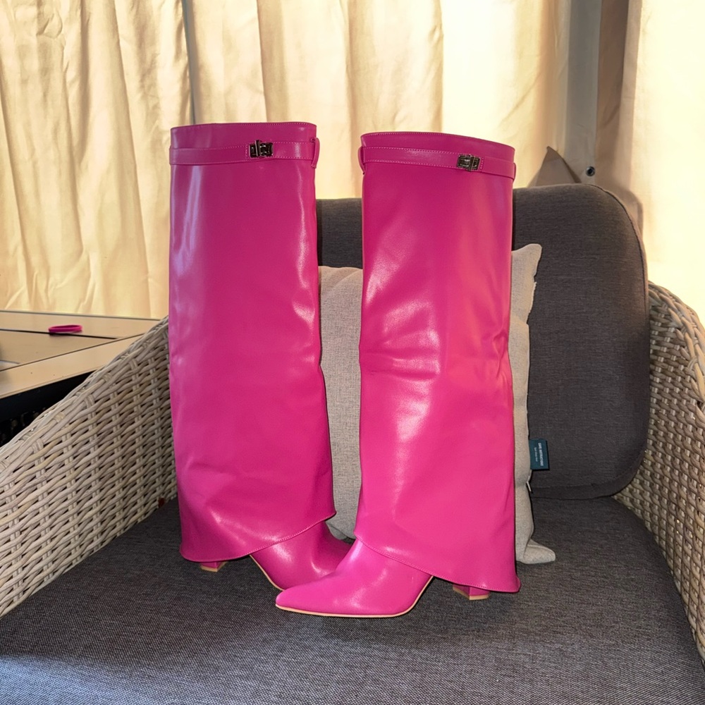 Fashion Nova Hot Pink Over the Knee High Heel Boots size 7